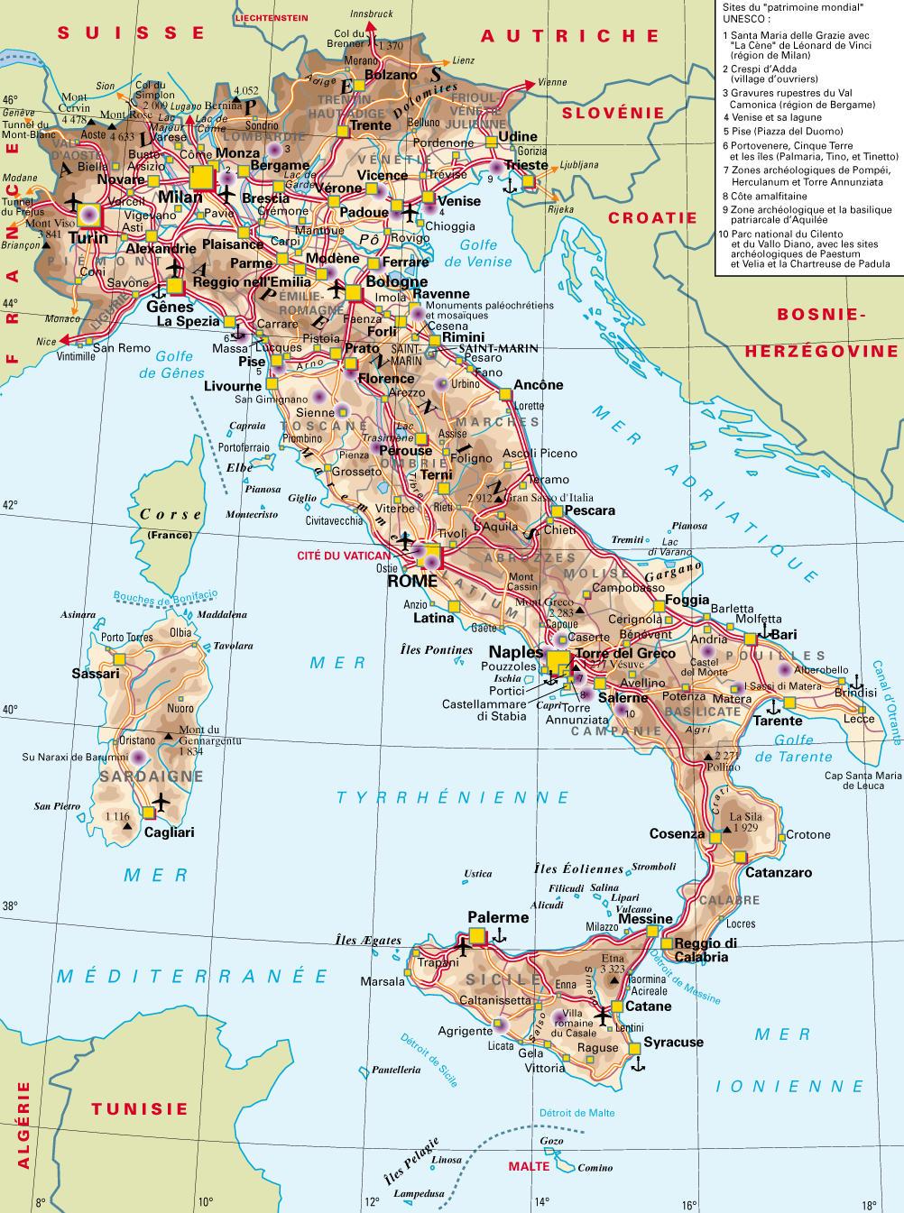 Carte de l'Italie